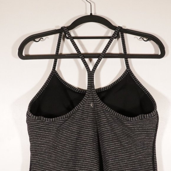 EUC Power Y Lululemon Black and Gray Striped Tank - Picture 6 of 7